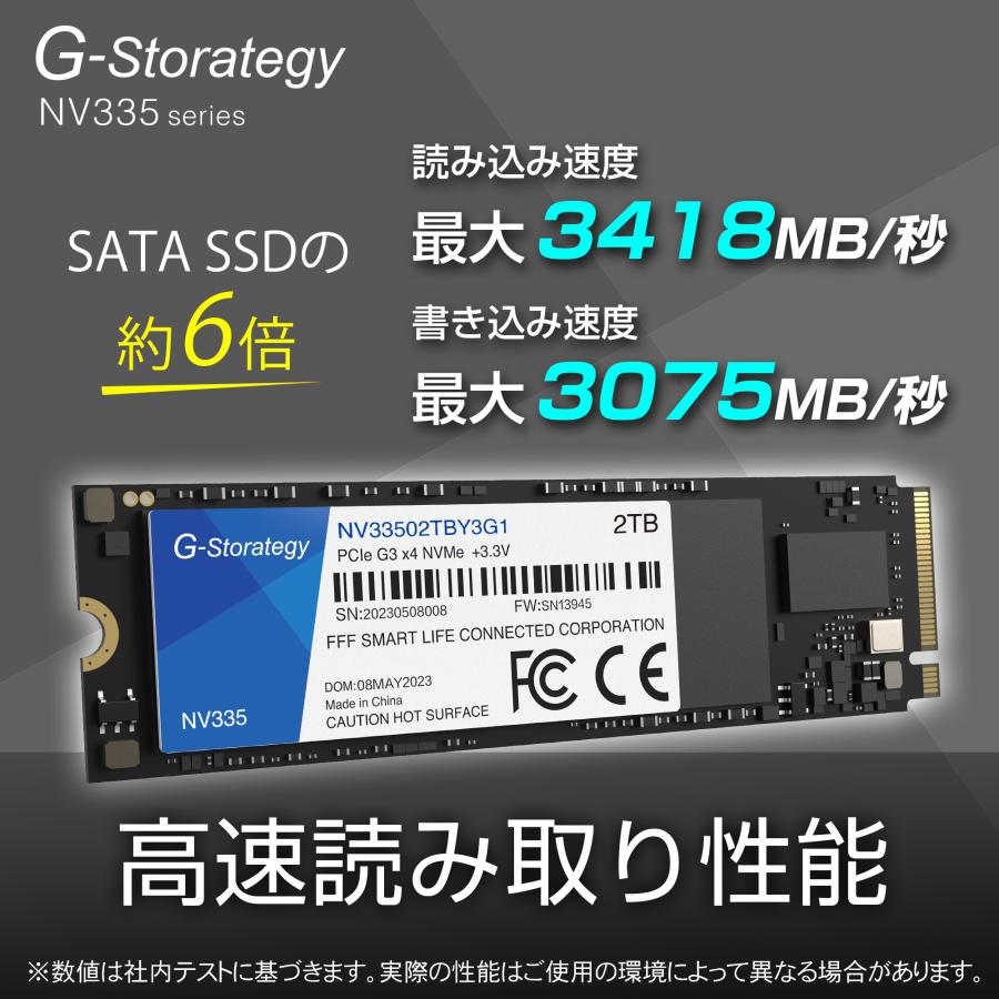 SSD 2TB 内蔵 M.2 TLC NAND 増設 読み取り3418MB/s 書き込み3075MB/s