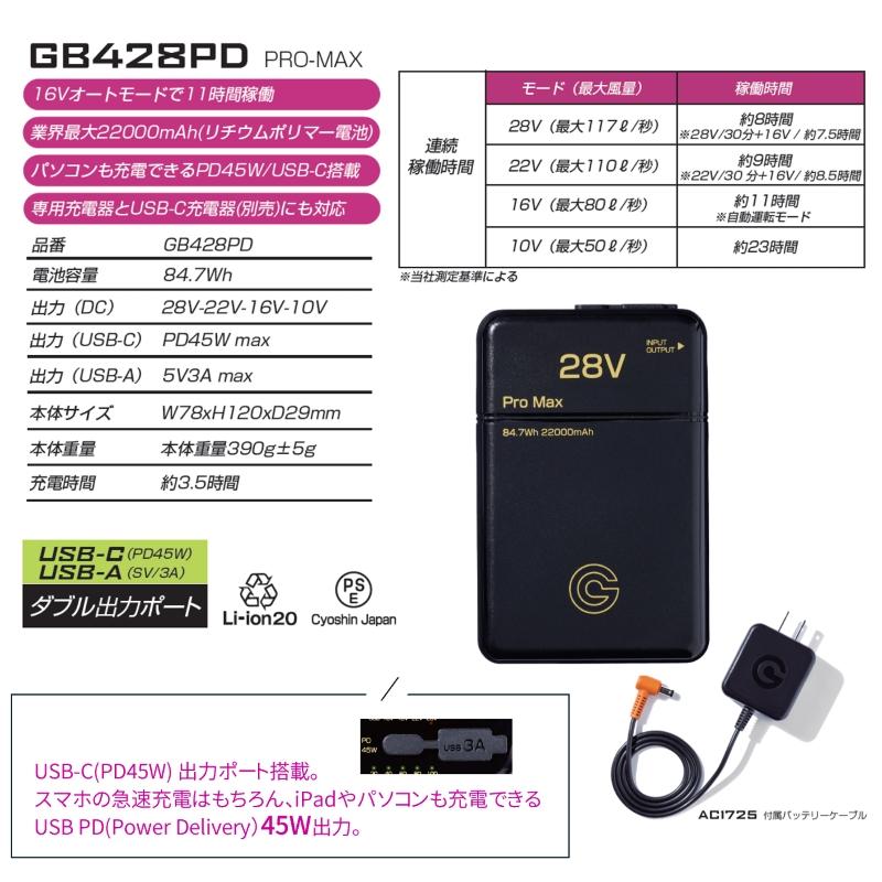 長信ジャパン GB-POWER ペルチェ一体型ファン(ブラック)+28Vバッテリー