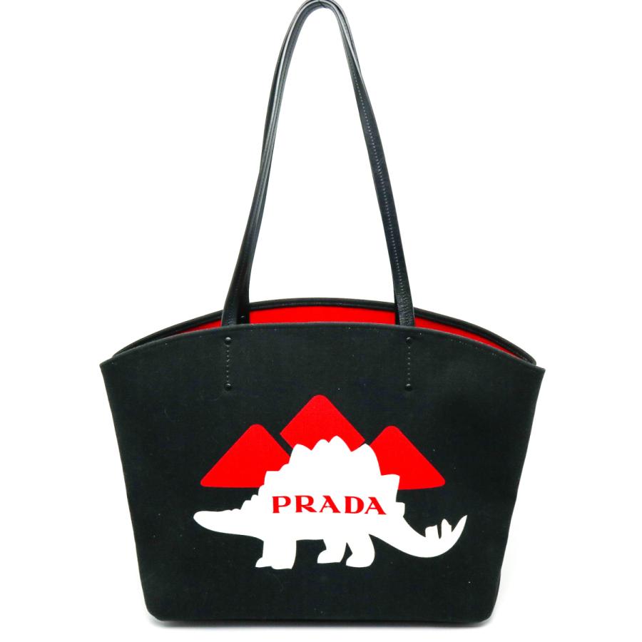 PRADA（プラダ） 恐竜モチーフ CANAPA NERO/ROSSO トートバック 1BG220