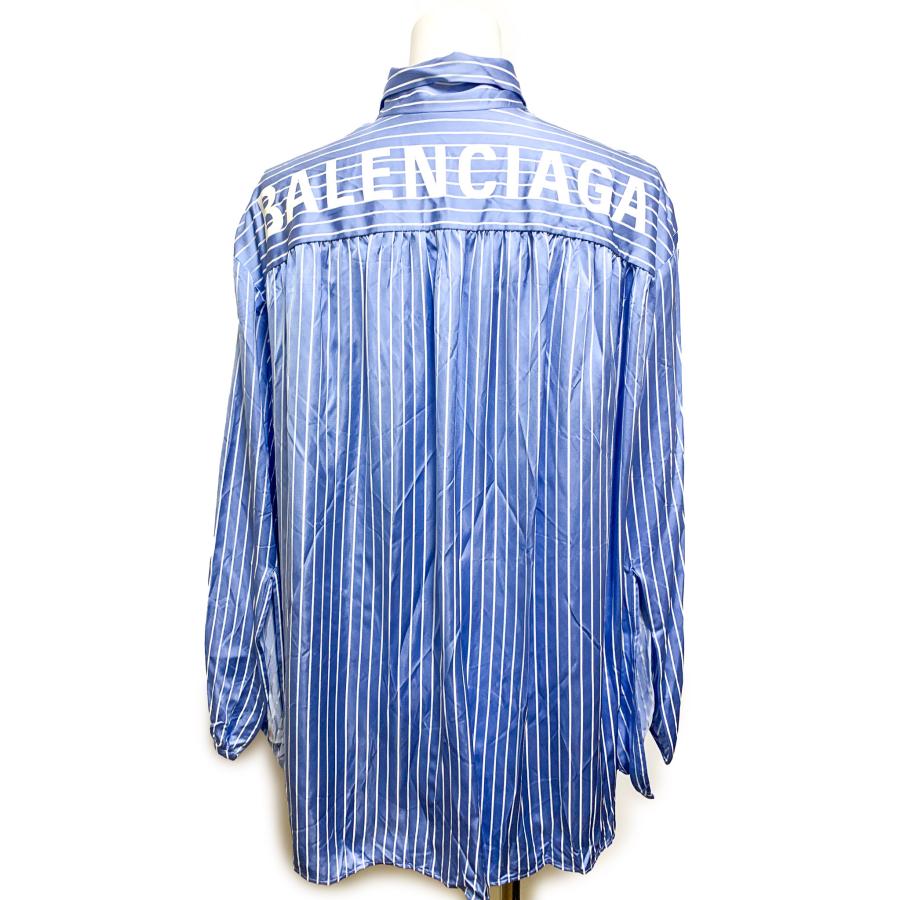 BALENCIAGA バレンシアガ 青 オーバーサイズ ストライプ シャツ