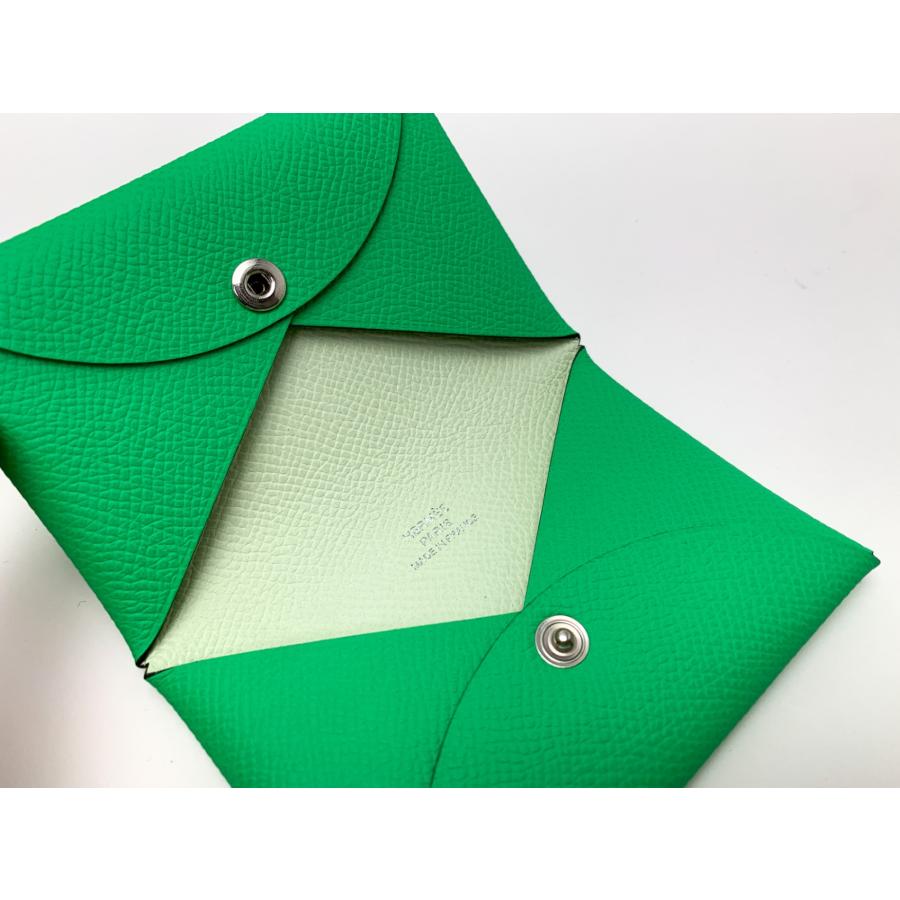 HERMES エルメス カードケース カルヴィ ヴェルソ グリーン系 緑 バイ