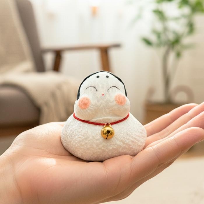 お手玉 お福さん / 置物 和雑貨 縁起物 ちりめん 細工 福招き お多福