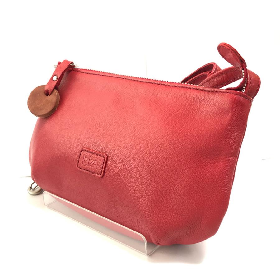 未使用 IBIZA イビサ レッドカラー 赤 レザー ミニショルダーバッグ