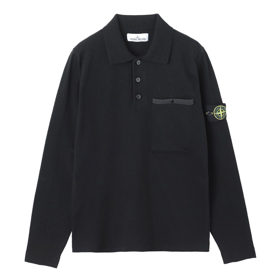 STONE ISLAND（ストーン アイランド） 長袖ニットポロシャツ ブラック