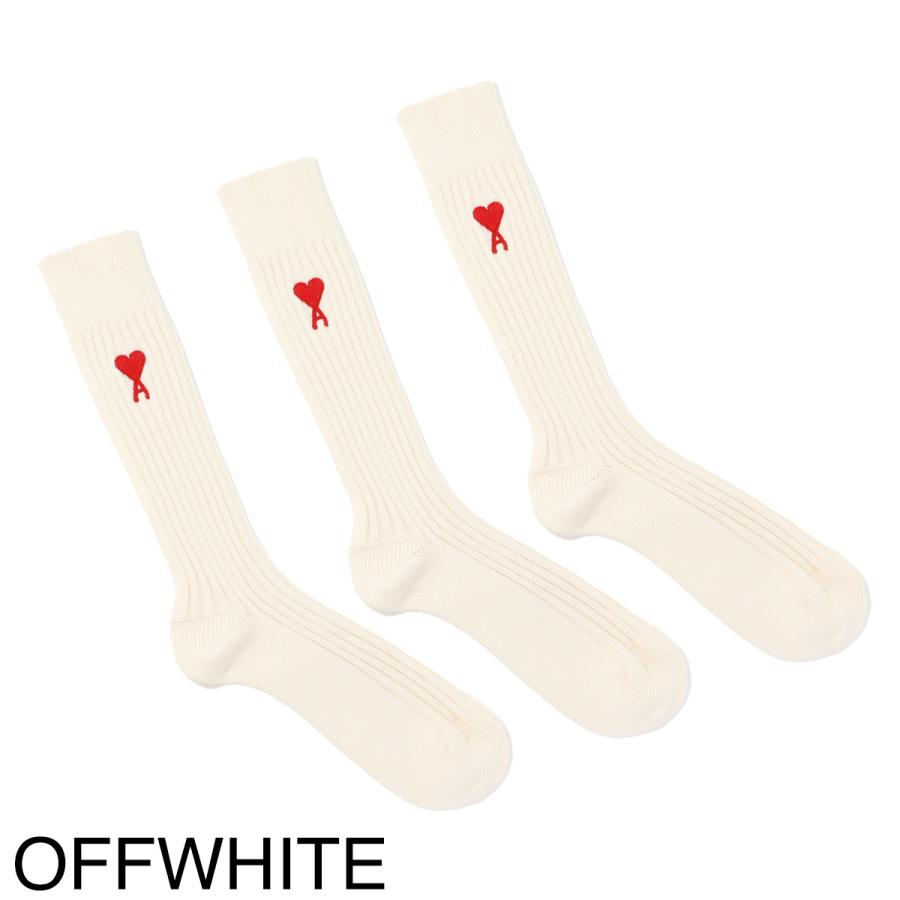 新品未使用】AMI Paris ハート刺繍メンズソックス 3足 25-29cm 楽天