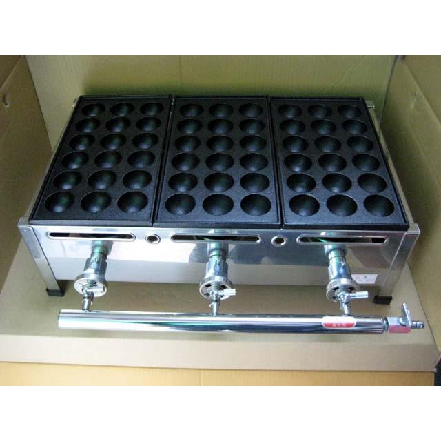 業務用 たこ焼き器 3丁掛 [18穴x3連] (プロパンガス用) : MDS01