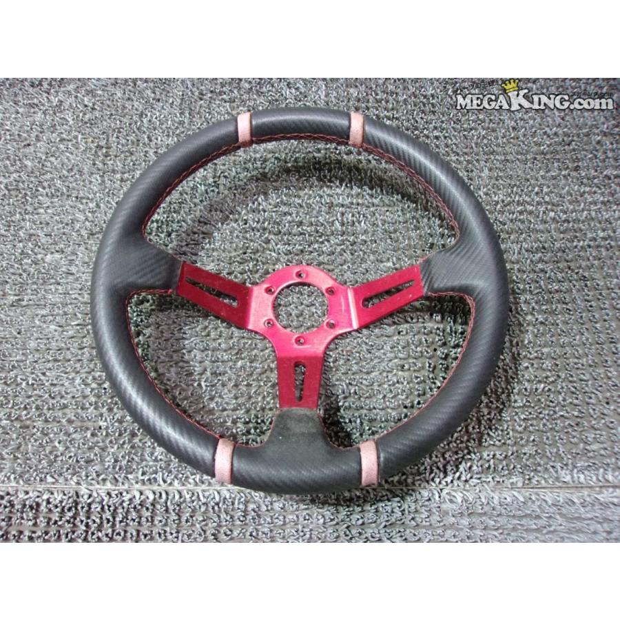 社外 ステアリング ハンドル 35cm カーボン調 汎用 / 2R9-844