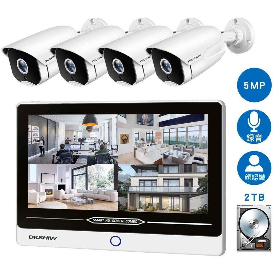 500万画素＆録音】DKSHIW POE給電式 防犯カメラセット12.5インチ