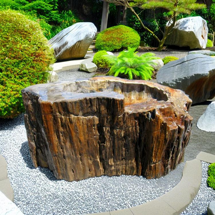 つくばい 手水鉢 水鉢 大きい 木化石 珪化木 巨大 特大 大型 豪華 庭石