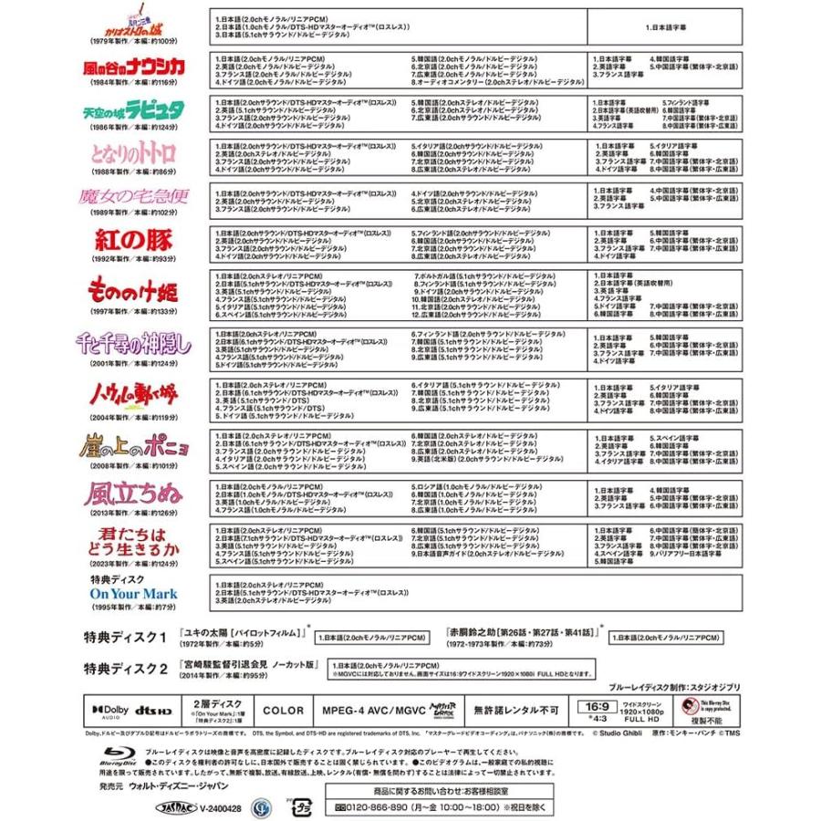 Blu-ray-BOX」宮崎駿監督作品集〈増補改訂版〉15枚組（本編12枚＋特典3