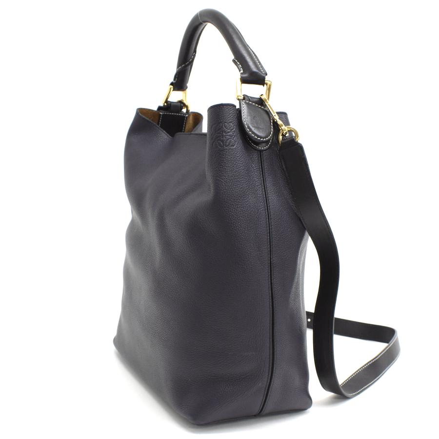 LOEWE（ロエベ） Tバケット 2way ハンドバッグ レザー ネイビー