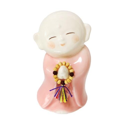 仏具 ミニ骨壷 お地蔵さま 祈り地蔵 ピンク 美濃焼 メモリアルケース