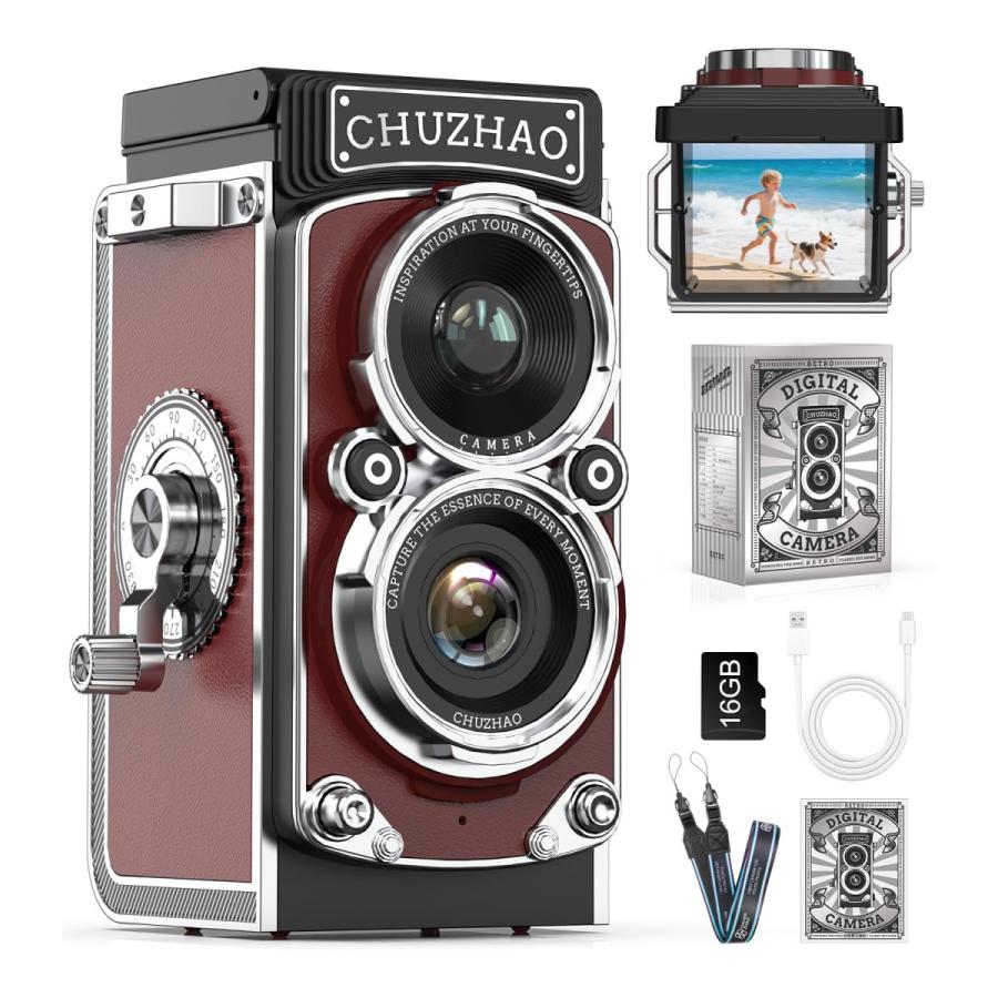 Color:レッド CHUZHAO ミニレトロカメラ: 1080Pミニレトロデジタルトイ