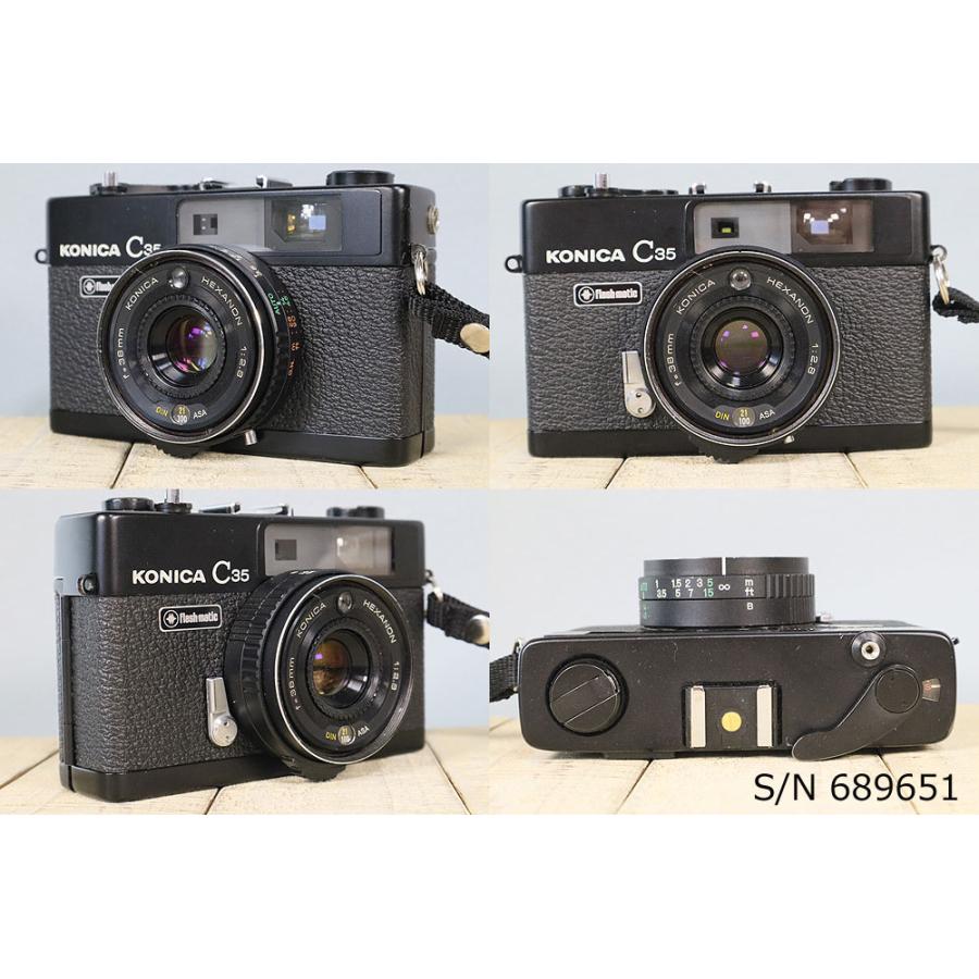 中古】【保証付 】 コニカ KONICA C35 Flashmatic ブラック S/N 689651