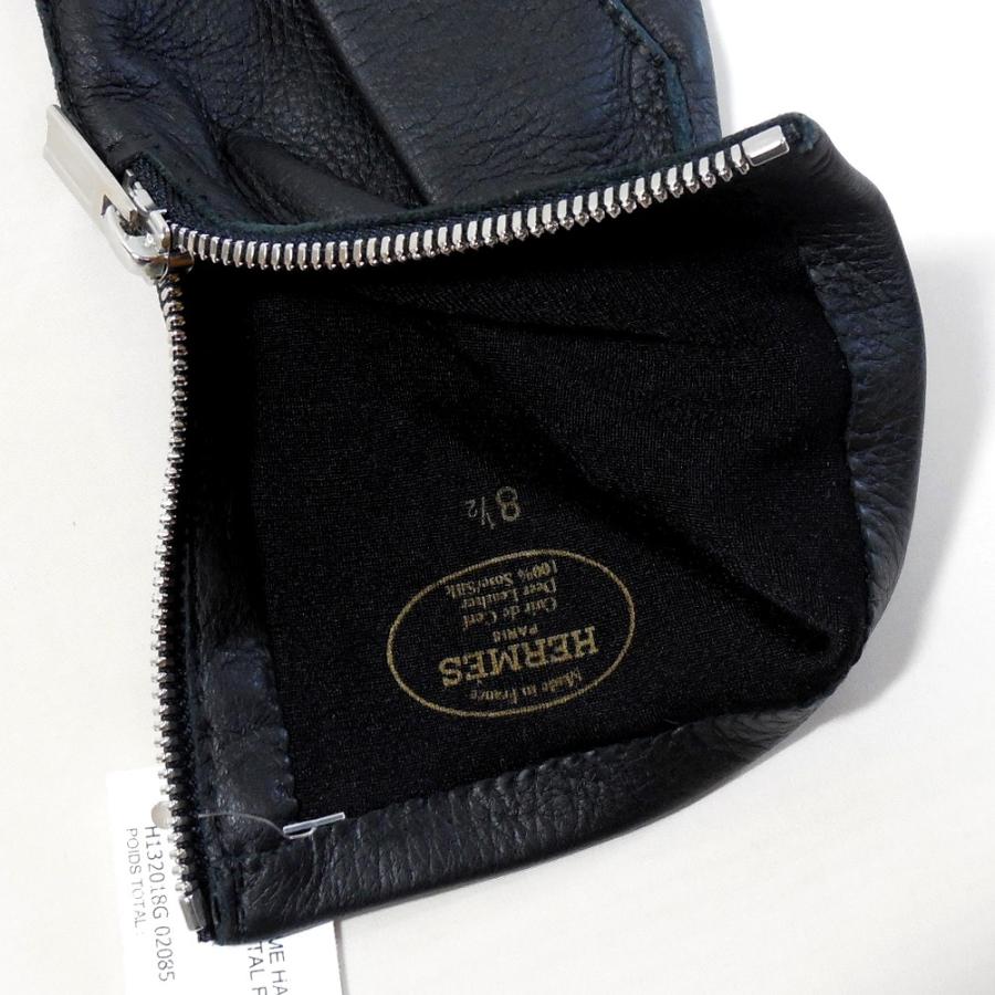 HERMES（エルメス） メンズ手袋 グローブ ハーレー ブラック 鹿革 : み