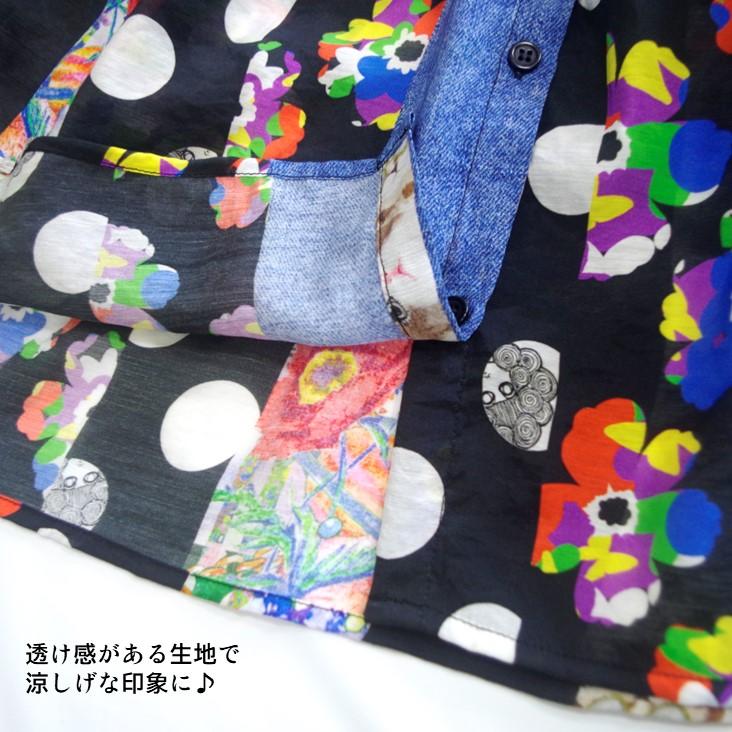 ScoLar（スカラー） パッチワーク風ワンピース 総柄 花柄 ネコ ドット
