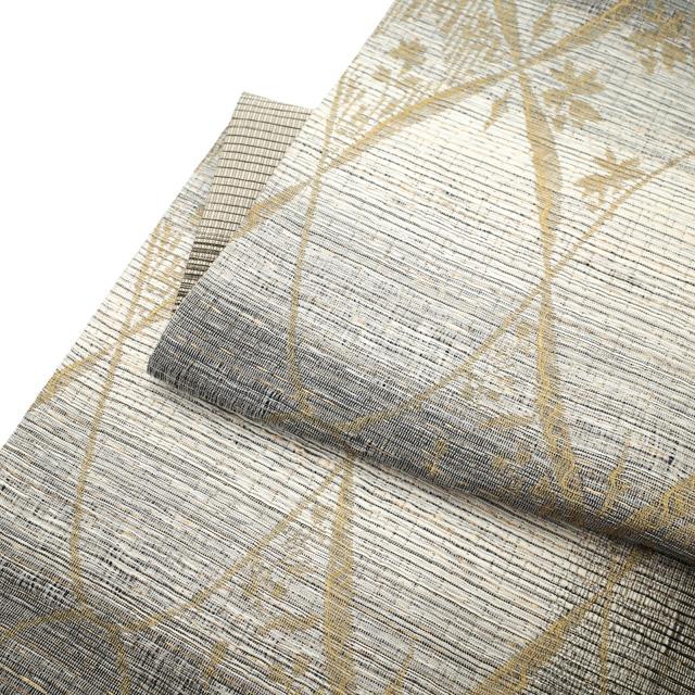 すごい値！ 袋帯 リサイクル 正絹 全通 京都 西陣 黒 白 グレー 市松