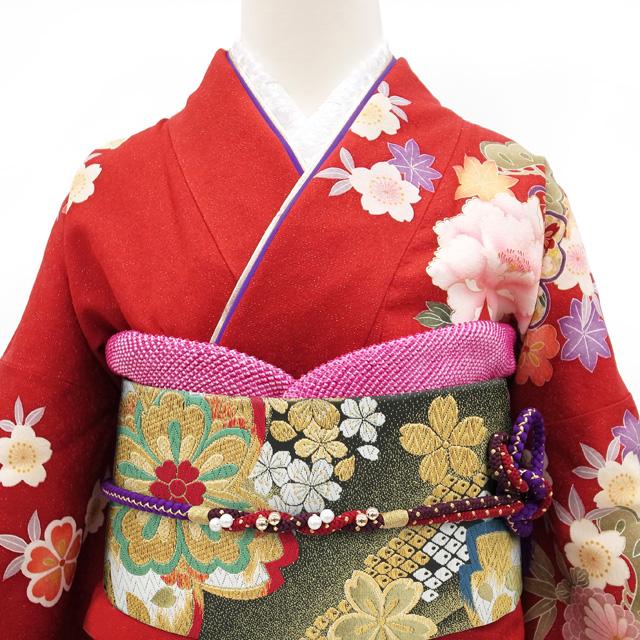 すごい値！ 袋帯 リサイクル 振袖用 フォーマル 正絹 京都 西陣 黒 桜