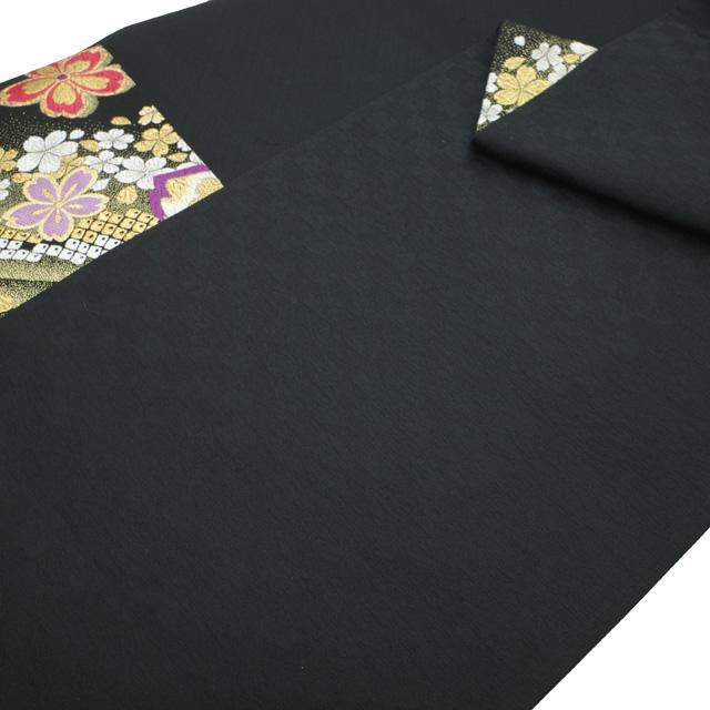 すごい値！ 袋帯 リサイクル 振袖用 フォーマル 正絹 京都 西陣 黒 桜