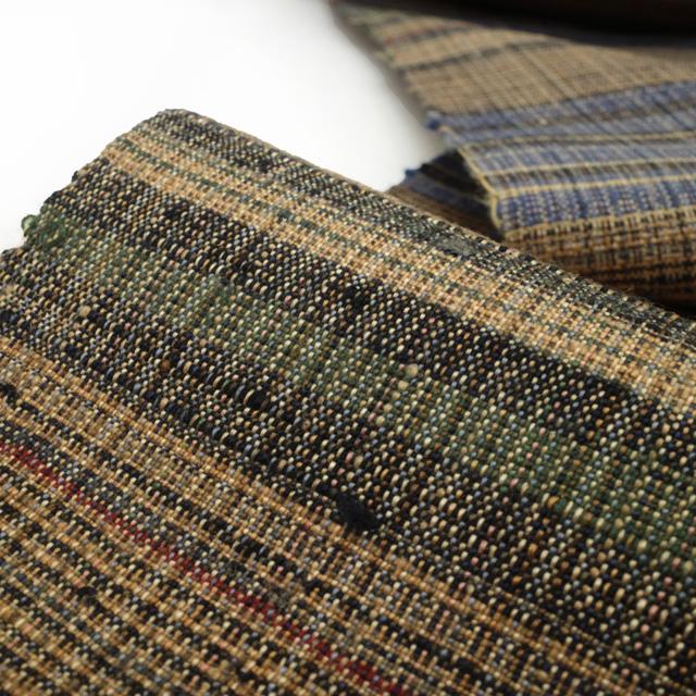 仕立て無料！ 美リペア 郡上紬 解き反物 草木染 手織り 茶 グレー 青
