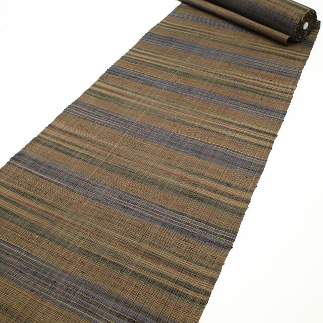 仕立て無料！ 美リペア 郡上紬 解き反物 草木染 手織り 茶 グレー 青