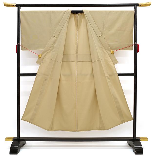 男物 塩沢紬 着物 単衣 正絹 絹 コルク色 さが美 扱い メンズ 紳士