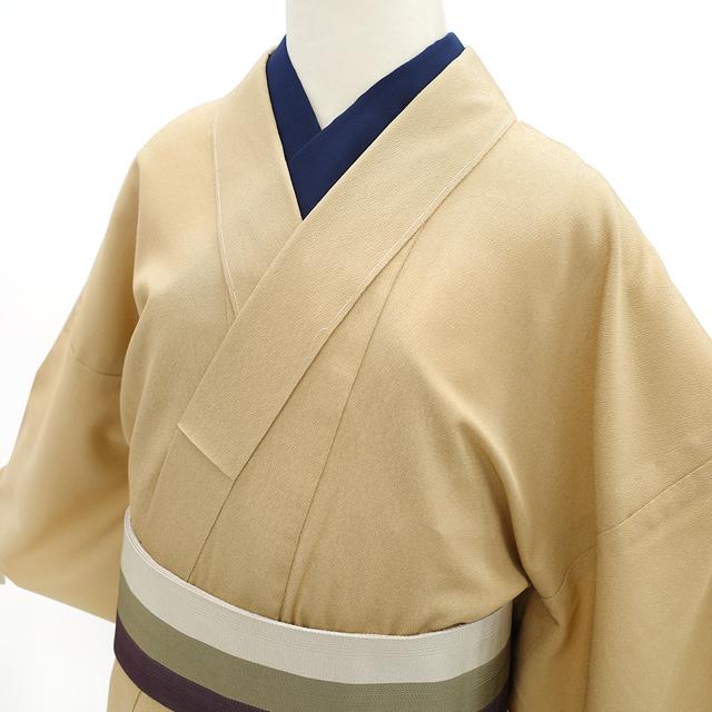 男物 塩沢紬 着物 単衣 正絹 絹 コルク色 さが美 扱い メンズ 紳士