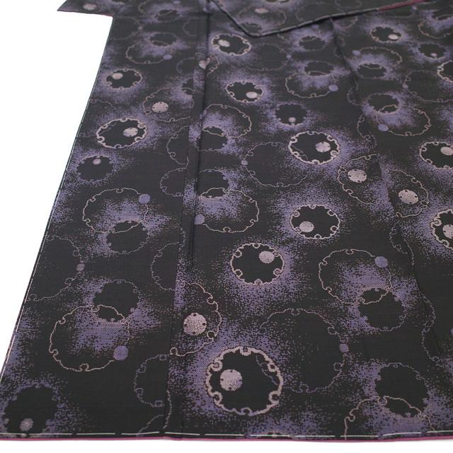 本場大島紬 着物 未使用 正絹 泥染め 9マルキ 黒こげ茶 カジュアル