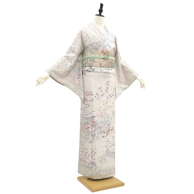 訪問着 着物 フォーマル 未使用 正絹 袷 オイスターホワイト 茶屋辻