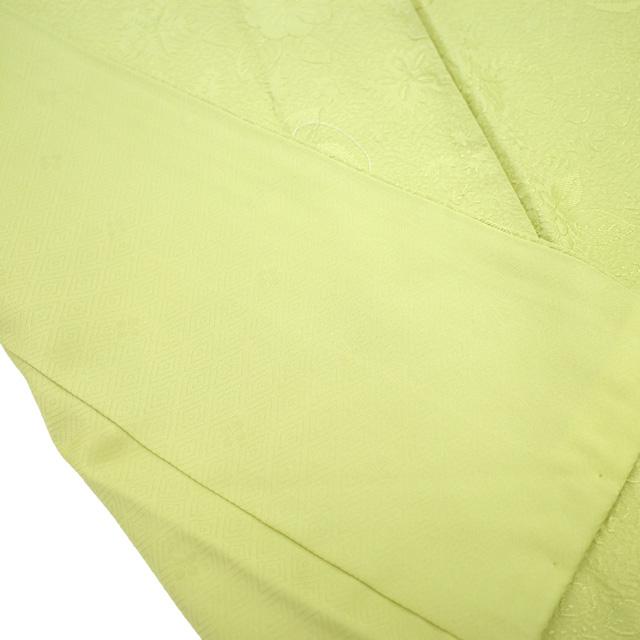 色無地 着物 未使用 正絹 袷 若苗色 淡黄緑 辻が花 セミフォーマル