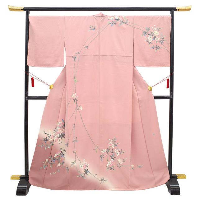 訪問着 着物 未使用 フォーマル 正絹 加賀友禅 和泉衛知 作 ピンク 桜