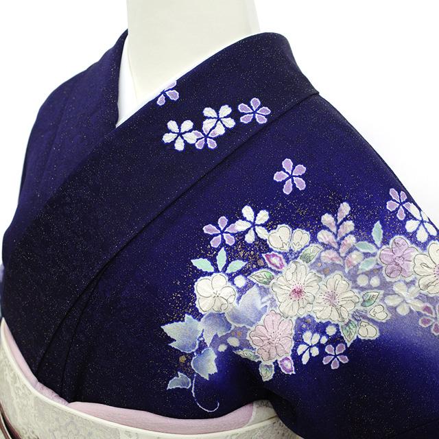 訪問着 着物 正絹 桐屋 翠山工房 徳永正峰 十日町 濃紺藍 辻が花 絞り