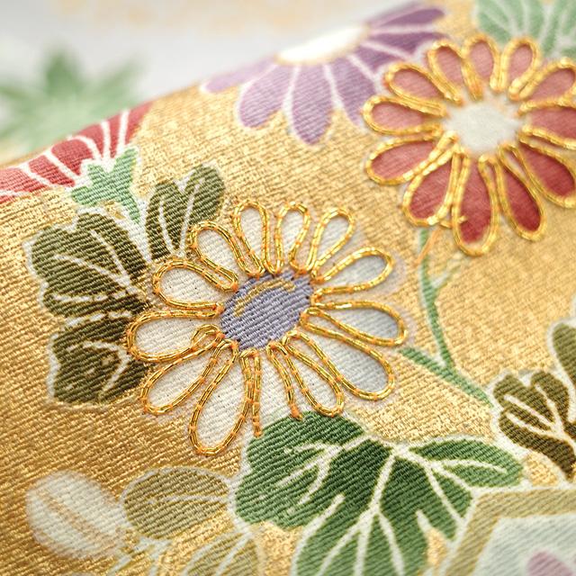 訪問着 着物 正絹 袷 金駒刺繍 金彩 染め分け地 四季の花 春 秋 冬