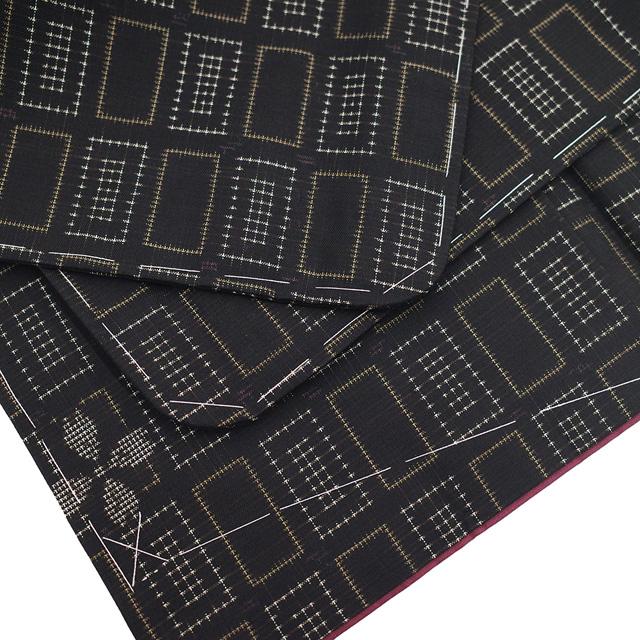 本場大島紬 着物 未使用 正絹 大島紬 袷 7マルキ 黒こげ茶 カジュアル