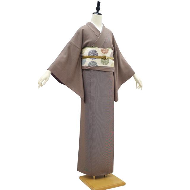 江戸小紋 着物 リサイクル 正絹 袷 茶色 万筋 セミフォーマル