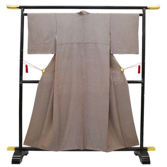 江戸小紋 着物 リサイクル 正絹 袷 茶色 万筋 セミフォーマル