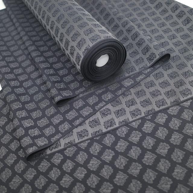 御召 着物 着尺 反物 正絹 京都 西陣 お召 先染め 織り柄 濃グレー