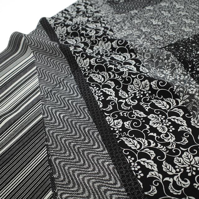 手染め 訪問着 着物 正絹 袷 たたき染め 黒 寄せ柄 春 秋 冬 未使用