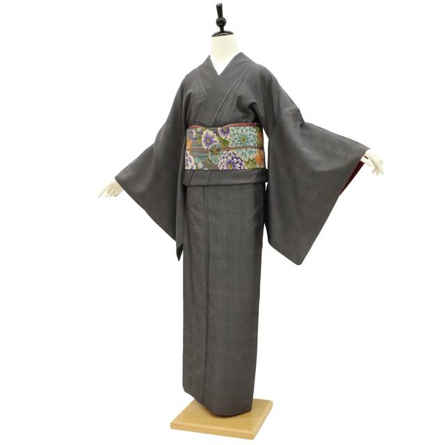 御召 着物 お召 正絹 袷 先染め 黒地 細かな 織り柄 高級 カジュアル