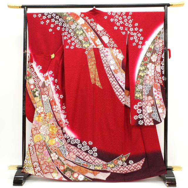 振袖 着物 金駒刺繍 金彩加工 赤地 花古典 束ね熨斗 豪華 成人式 二十