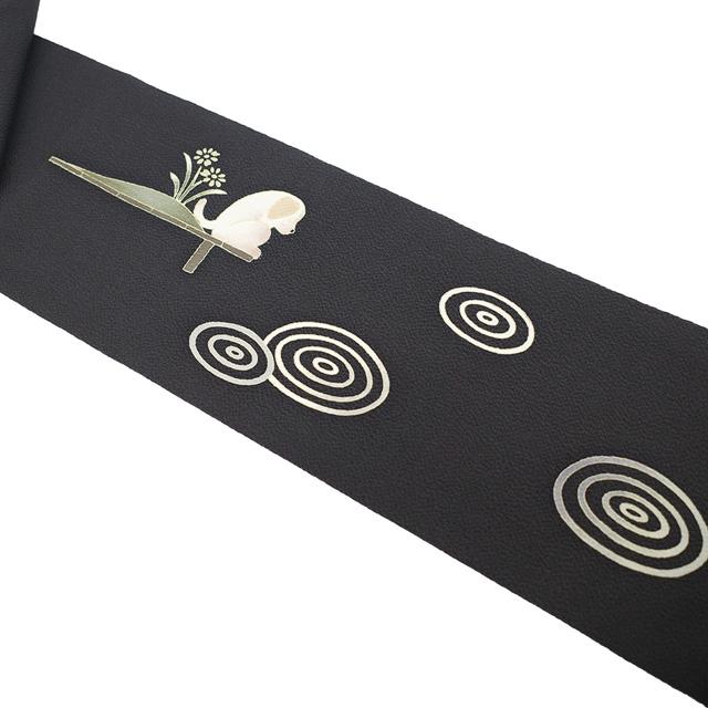 名古屋帯 リサイクル 十日町友禅 秀美 正絹 縮緬 九寸 手描き 金彩加工