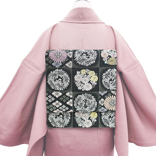 袋帯 未使用 フォーマル 正絹 唐織 京都 西陣 金銀糸 黒 黒銀地 市松