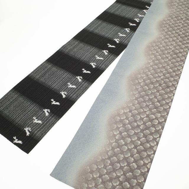 袋帯 西陣 4種のお太鼓柄 リバーシブル ふくれ織 金通し 雪輪 絞り柄