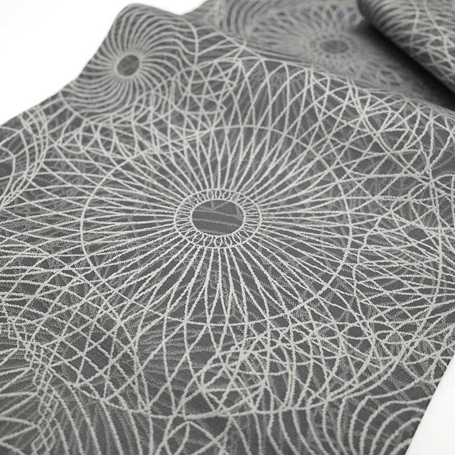 名古屋帯 未使用 正絹 本場筑前博多織 原田織物 全通 九寸 グレー