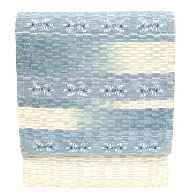 名古屋帯 未使用 工房 真南風 総ロートン織 花織 琉球藍 草木染 沖縄県