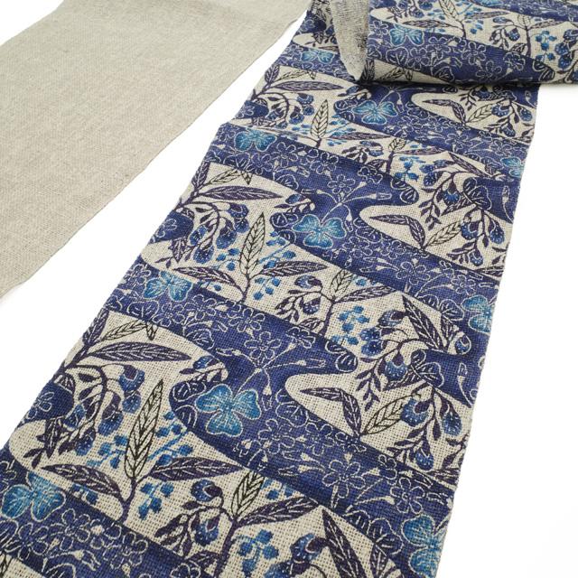 城間栄順 名古屋帯 八寸 沖縄県 琉球紅型 本場琉球紅型 びんがた 藍型