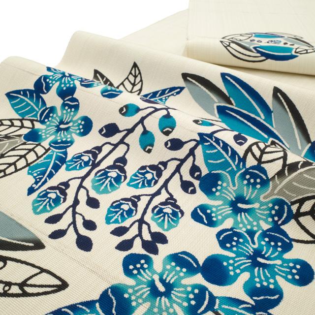 名古屋帯 八寸 沖縄県 本場琉球紅型 紅型工房くんや びんがた 藍型 練