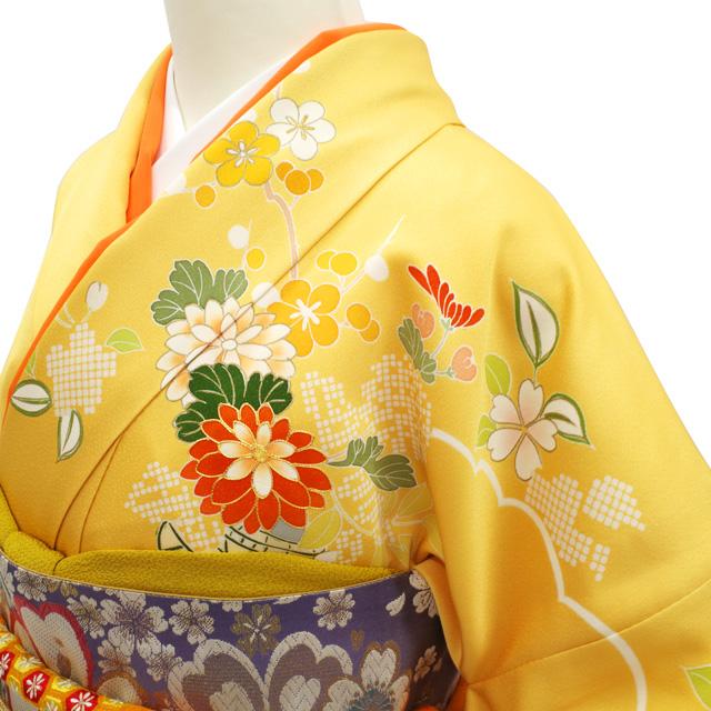 振袖 長襦袢 セット 千總 高島屋 扱い 重ね衿付き 黄色地 花古典 金駒