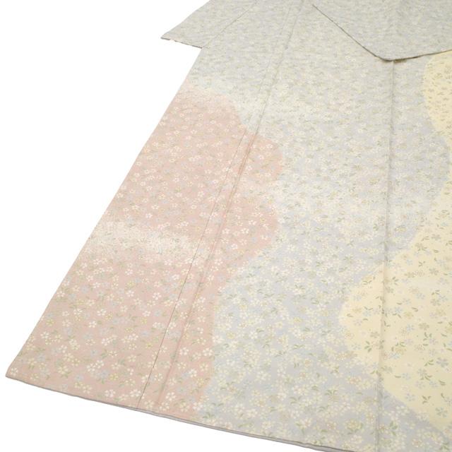 本場牛首紬 訪問着 袷 着物 石川県指定無形文化財 白山工房 小桜柄