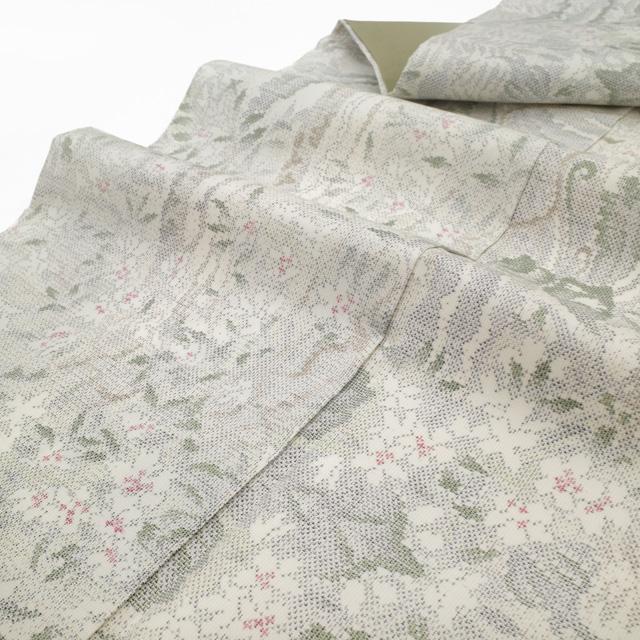 本場大島紬 着物 未使用 正絹 白大島 白泥染 大島紬 12マルキ 草花